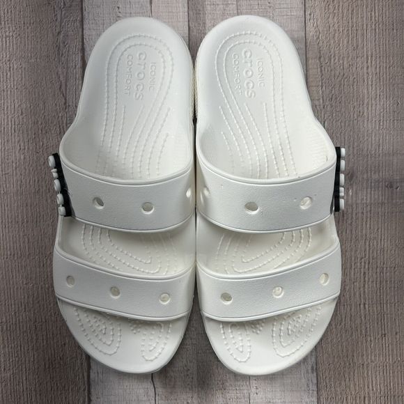 Crocs Women's Classic Slide Sandal Comfort Two Strap Slip On White Size 8 - Picture 5 of 13